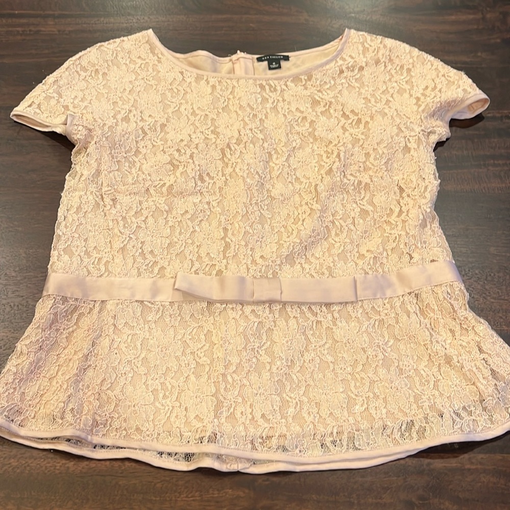 Ann Taylor Blush Lace Blouse